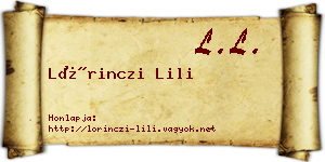Lőrinczi Lili névjegykártya